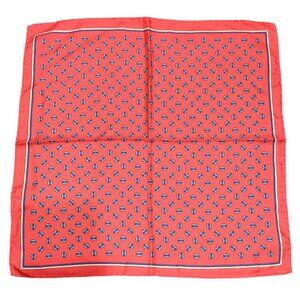 Vintage All Hand Rolled Silk Pocket Square Red Blue Geometric Made in Italy Mens